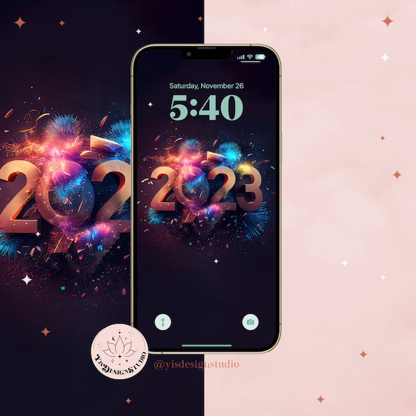 New Years iPhone Wallpaper, 2023 Wallpaper, Cool Phone Background, Retro, Fireworks Wallpaper, Cyan,