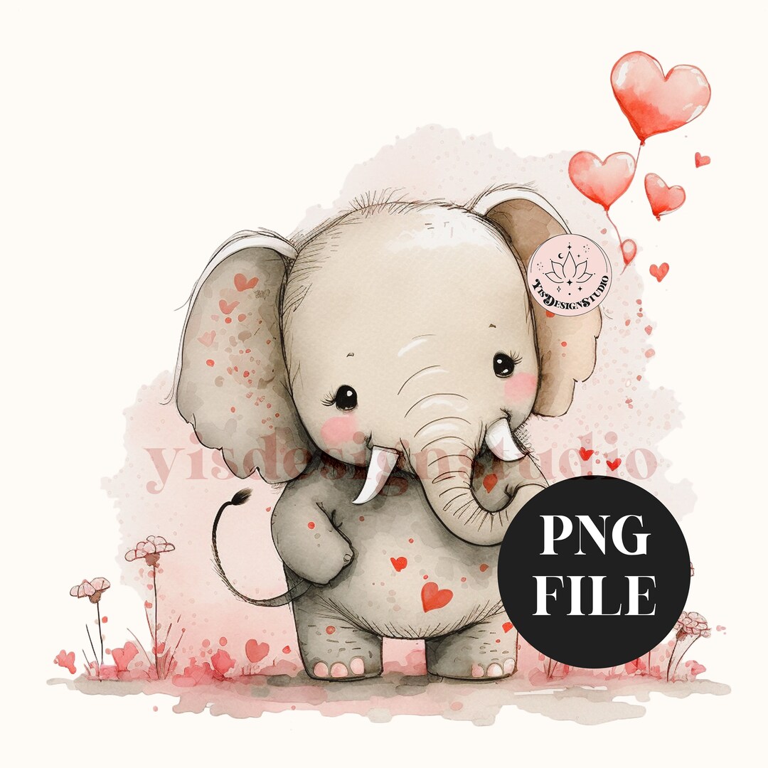 Valentines Elephant PNG, Elephant Clip Art, Tumbler Sublimation, Baby ...