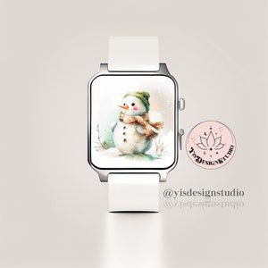 Fondo de pantalla del Apple Watch, Fondo Del reloj Muñeco De Nieve, Esfera del reloj Apple de invierno, Diseño del Apple Watch, Accesorios del Apple Watch, Nieve imagen 2
