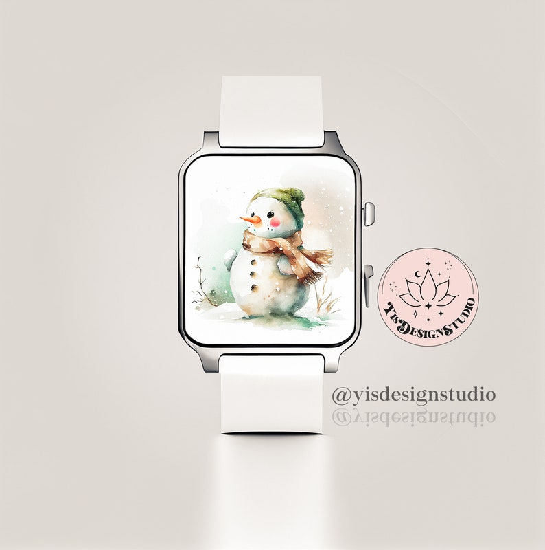 Fondo de pantalla del Apple Watch, Fondo Del reloj Muñeco De Nieve, Esfera del reloj Apple de invierno, Diseño del Apple Watch, Accesorios del Apple Watch, Nieve imagen 2