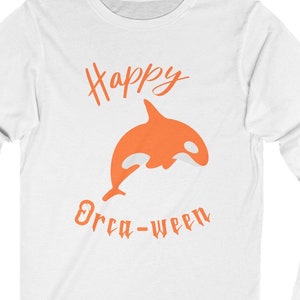 Orca Halloween, fun Orca Halloween long sleeve shirt, Orca and Halloween lover gift, Killer Whale, Unisex Jersey Long Sleeve Tee