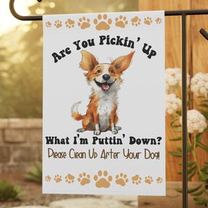 Corgi Garden Flag Funny Dog Poop Sign for Yard | Watercolor Dog Decor, Pet Owner Gift, Outdoor Pet Sign, Funny Home Accessory
