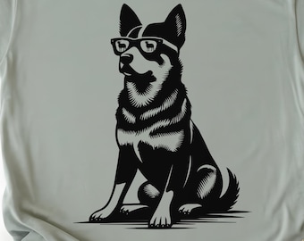 Australian Cattle Dog solglasögon T-shirt: Rolig blå Heeler grafisk t-shirt