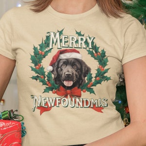 Camiseta navideña de Terranova, Feliz Terranova, Camisa navideña divertida de Terranova, Camiseta navideña de Terranova, Regalo del propietario de Terranova