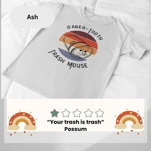 Funny Possum T-Shirt: Saber-Toothed Trash Mouse Graphic Tee Ash