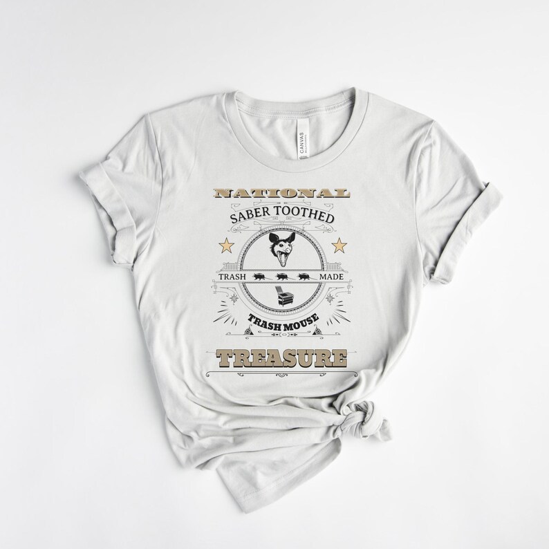 Funny Possum T-shirt: National Saber Toothed Trash Mouse Treasure Silver