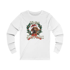 Merry Sniffymas Bloodhound Christmas Wreath Long Sleeve Tee