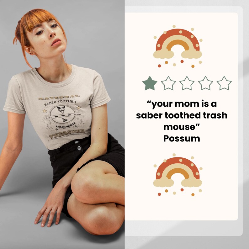 Funny Possum T-shirt: National Saber Toothed Trash Mouse Treasure image 10