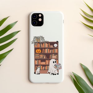 Cute Reading Ghost Phone Case, Book Lover Phone Case, Halloween Phone Cases, Book Phone Case, iPhone 14 Case