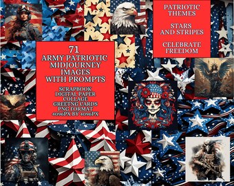 Army Patriotic Midjourney Prompts | Scrapbook Images (Digital Download)
