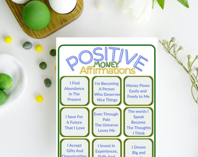 Money Affirmation Posters | Forest Green, Abundance Mindset (Digital Download)