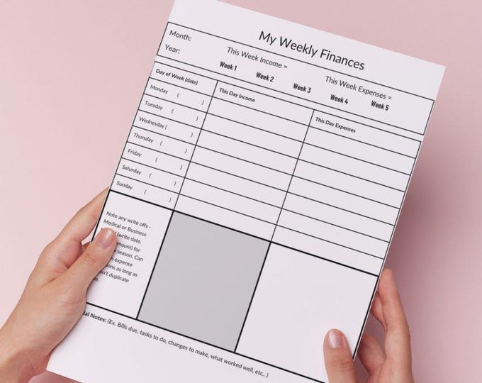 Beginner Weekly Financial Tracker | Income & Expenses (PDF Download)