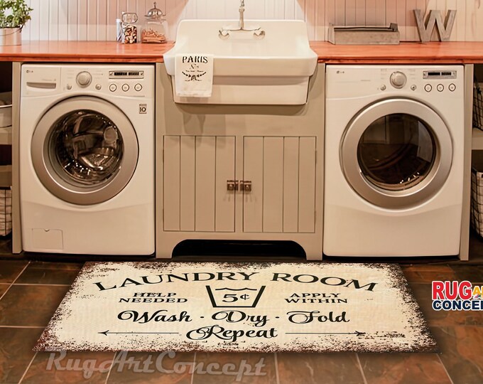 Laundry Room Area Rug, Laundry Room Mat, Machine Washable Rug, Nonslip