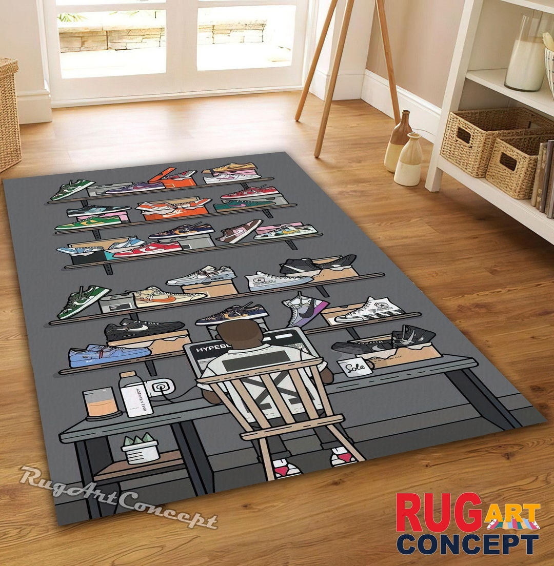 Hypebeast Rug Sneakers Art Rug Jordan Carpet Sneakerhead Etsy