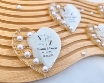 Pearl Heart Magnet: Wedding Party Favor, Bridal Shower Gift