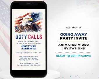 Deployment Send Off Going Away Party Video Invitation Template I Editable Digital Electronic Invite Text Army Navy Basic Training Military