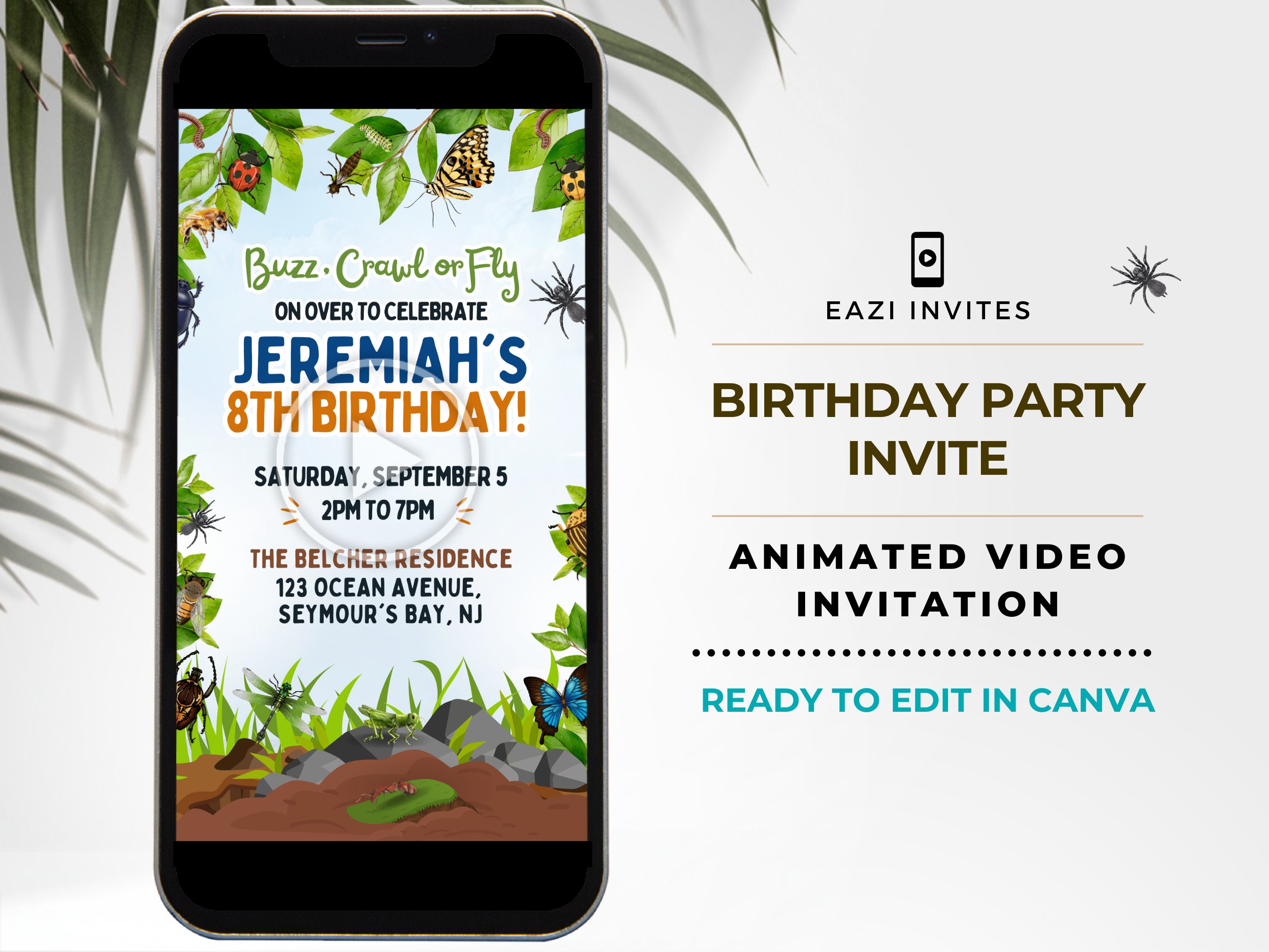 Bug Birthday Invitation Video Template With Music I Insect Party ...