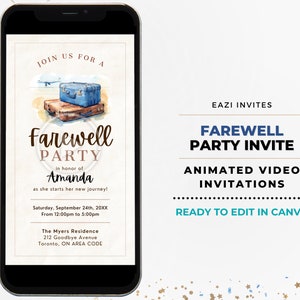 Going Away Moving Farewell Trunk Party Video Invitation Template I Editable Digital Electronic Invite Text We Are Moving State to State Move