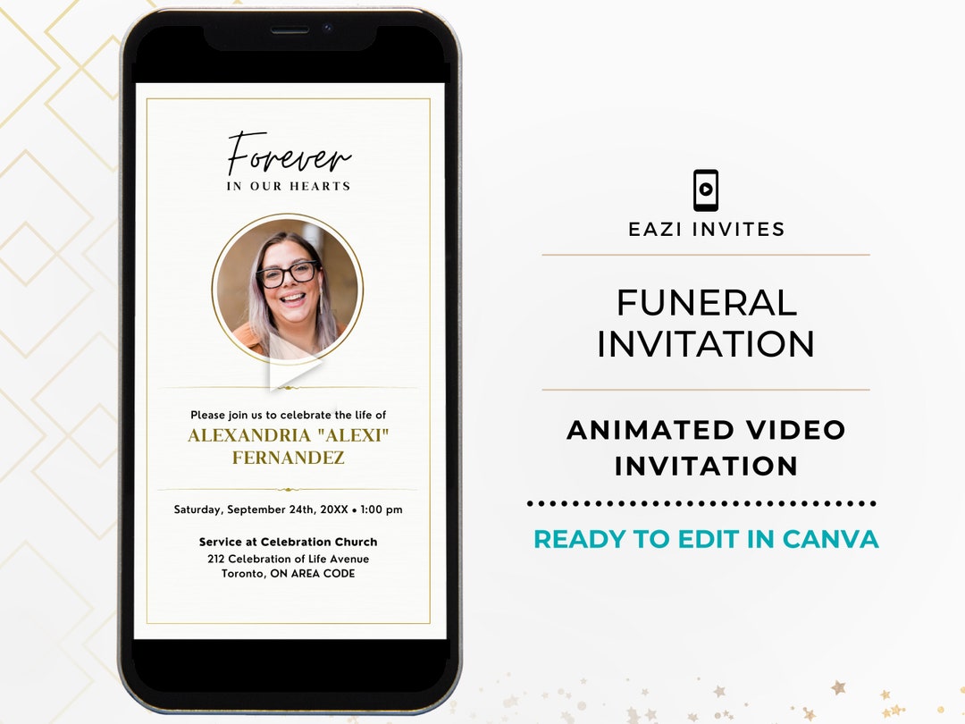 Celebration of Life Funeral Service Invitation Video Template With ...