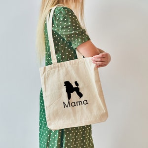 Poodle Mama, Standard Poodle Cotton Canvas Tote Bag, Poodle Mom Tote Bag, Dog Lover Tote, Dog Gift, Poodle Tote Bag, Poodle Mama Bag