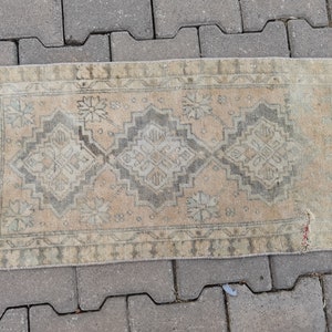 Vintage Oushak Wool Door Mat, Turkish Door Mat, Handmade Door Mat, 1980&#39;s Rug - 1.41 x 2.46 Feet