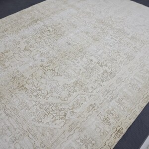 Oversized Vintage Wool Rug, 9.35x11.91 feet Beige Oushak Rug, Large Turkish Area Rug, Handmade Wool Rug, Distressed Rug
