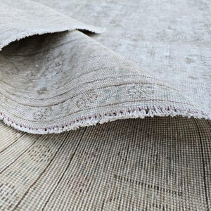 Large Beige Oushak Area Rug, 9.68 x 12.14 feet Oversized Turkish Rug, Vintage Area Rug, Handmade Wool Rug, Faded Vintage Rug