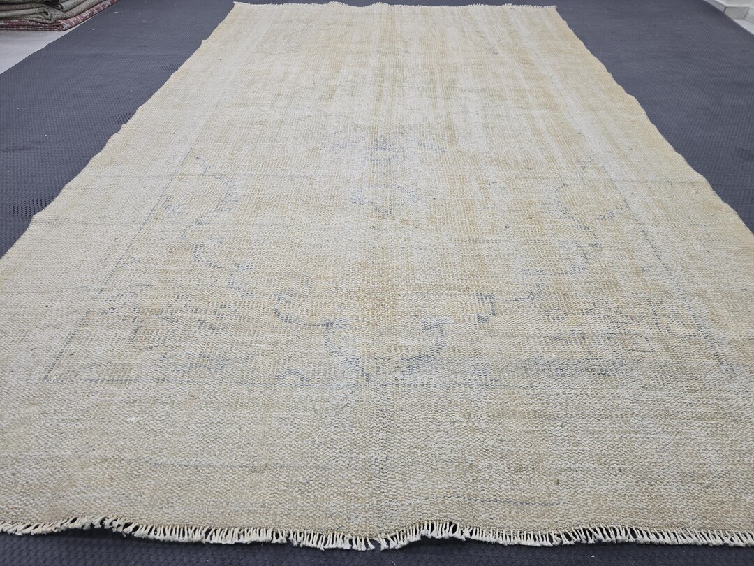 6'x10' Neutral Turkish Rug – Handwoven Wool, Plain Design, Large ...