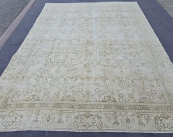 9' x 12' tapis floral en laine turque, tapis Oushak vintage, tapis surdimensionné en laine, tapis des années 1960, tapis antique, tapis noué à la main// LIVRAISON GRATUITE