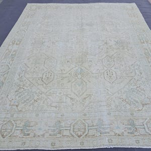 Beige Oushak Wool Rug, 9.65x11.75 feet Neutral Turkish Area Rug, Oversized Wool Rug, Handmade Oushak Rug, Large Vintage Rug // FREE SHIPPING