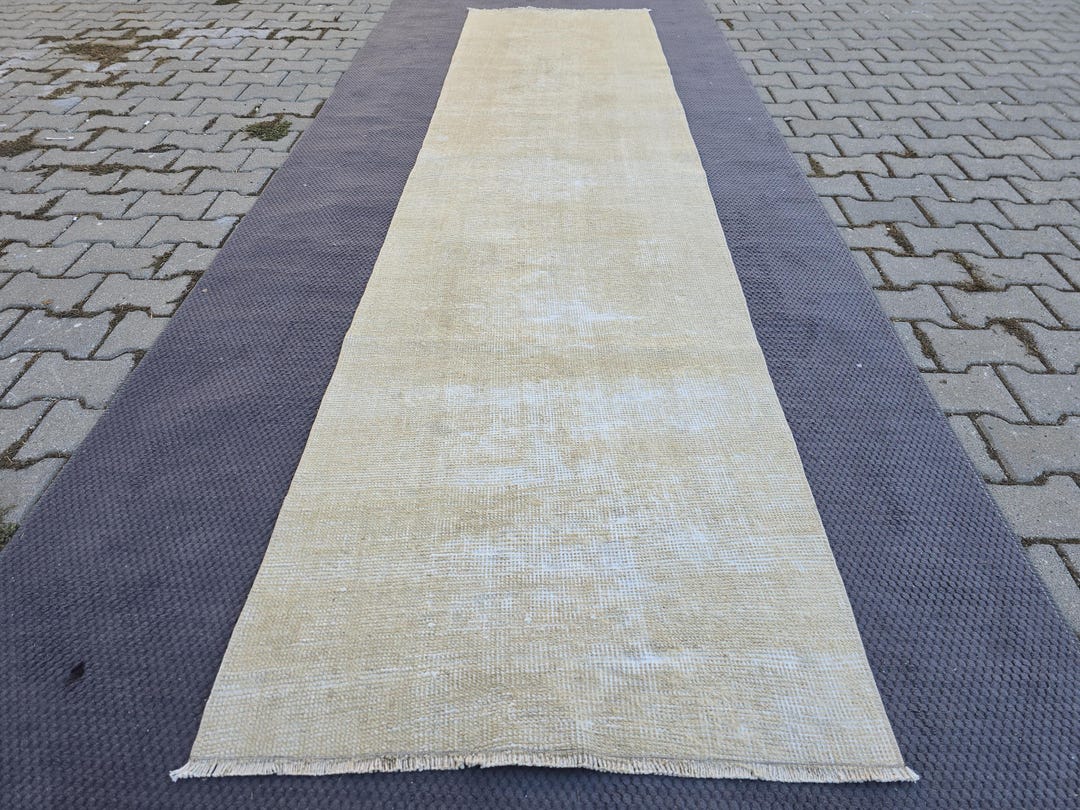 Beige Antique Runner, Blush Vintage Rug , 2.62'x10.70' Faded Anatolian ...