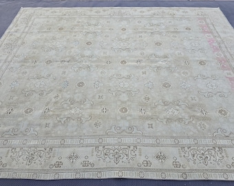 Neutral Tones Turkish Rug, 9.65'x11.84' Homemade Rug, Vintage Oversize Rug, Vintage Rug, Turkish Area Rug, Muted Oushak Rug // FREE SHIPPING