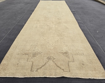 Vintage Handmade Oriental Runner Rug from 1970&#39;s Turkey, Oushak Runner, Anatolian Runner, 3.67&#39;x11.81&#39; Handknotted Vintage Runner