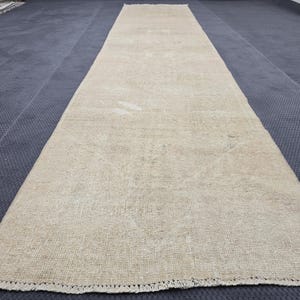 Faded Vintage Runner Rug, 2.89x13.12 feet Oriental Runner, Vintage Oushak Runner, Turkish Design Runner, Rug for Entryway, Vintage Rug