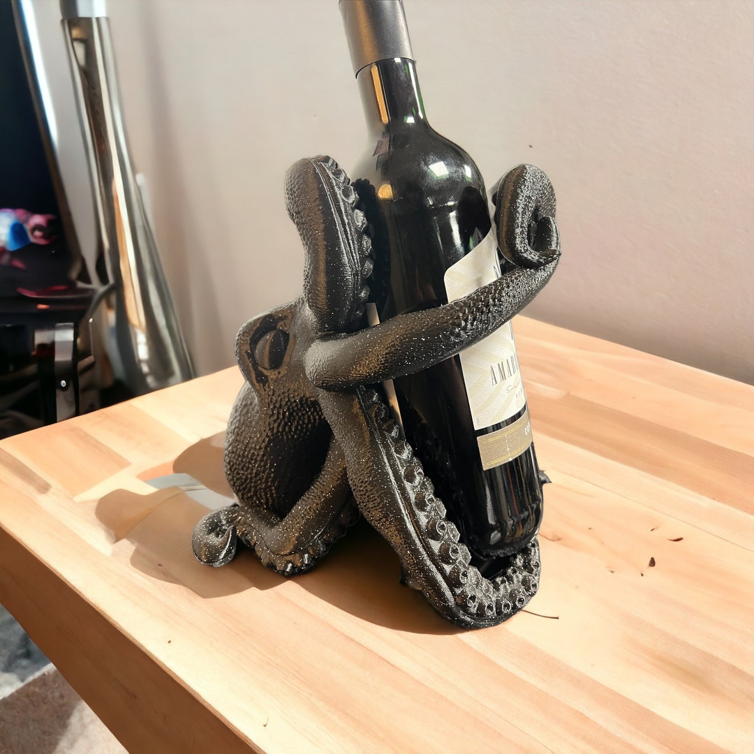 Octopus Wine Bottle Holder Sparkling Blaxk Etsy