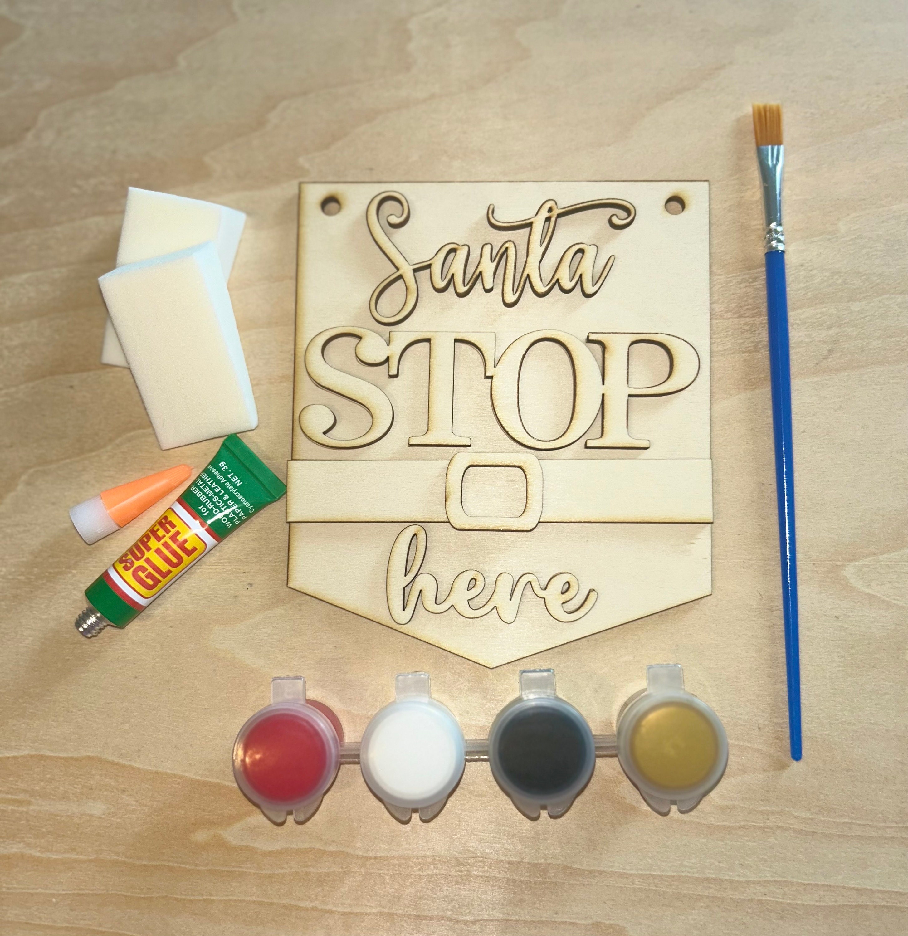 Mini Santa Stop Here Christmas Sign DIY Kit - Etsy