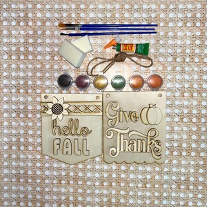 Kit de manualidades DIY con mini carteles de otoño y materiales