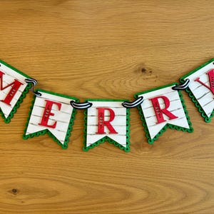MERRY banner Christmas DIY craft kit with ribbon