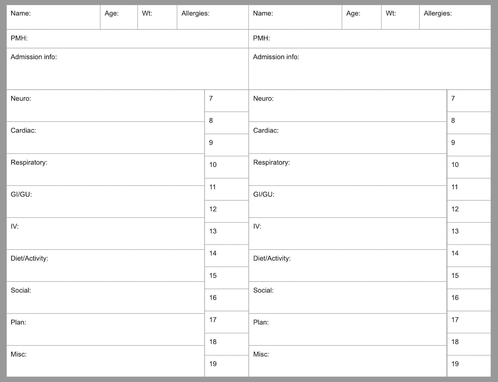 Printable Nursing Report Sheet, Nurse Report Sheet Template, PDF Printable Nursing Report Sheet, Nurse Report Sheet Template, PDF