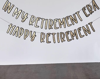 Happy Retirement Banner, Glitter Gold Retirement Party Decorations