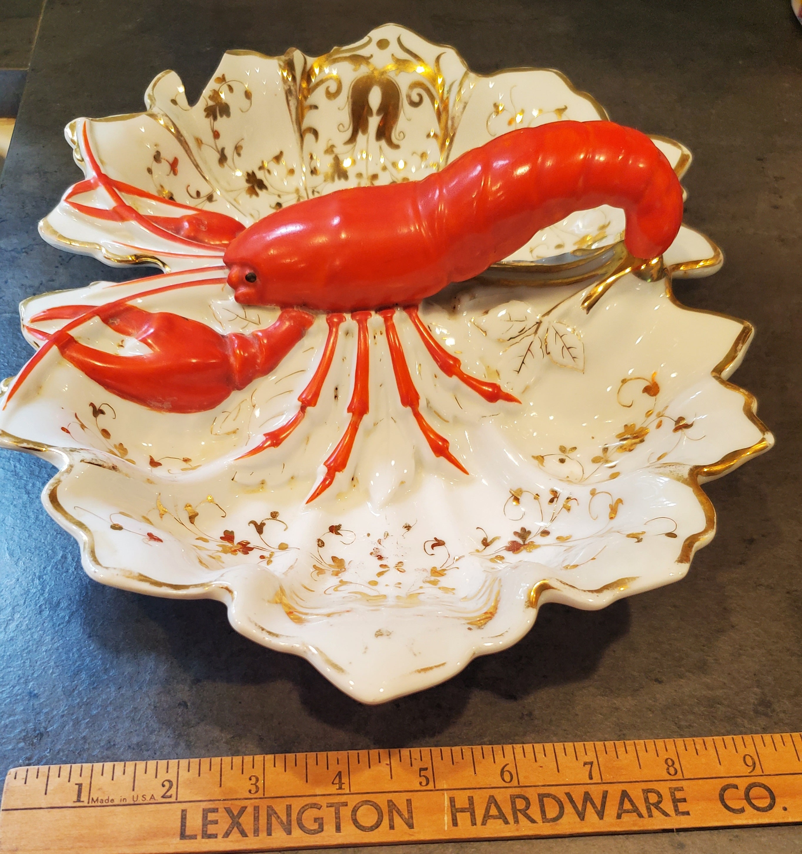 Antique Porcelain German Lobster Divided Serving Dish (imperfect
