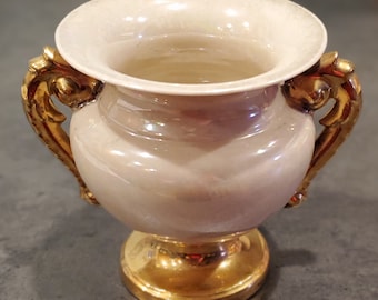 Cream Pearlescent Lusterware MC Pedestal Vase