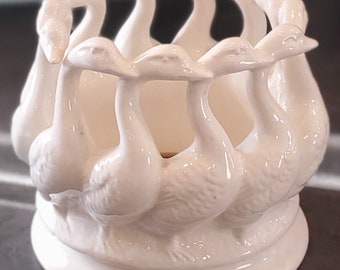 MC White Ceramic Round Planter by Lenwile Ardalt Japan