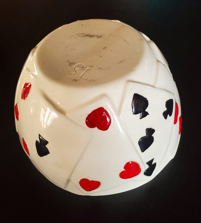 Vtg Ceramic Playing Card Themed Bowl Etsy