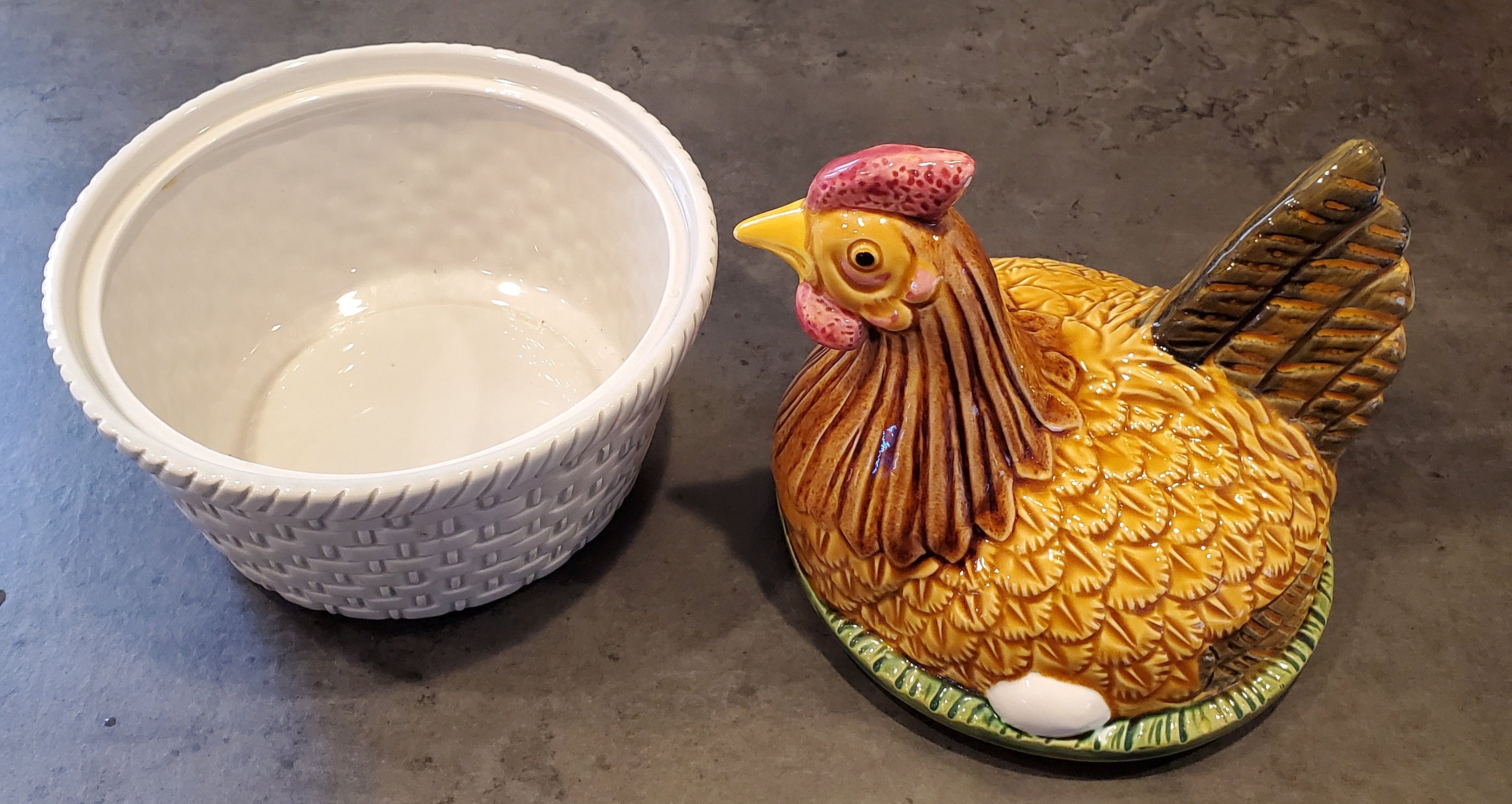 Vtg Ceramic Rooster Egg Storage - Etsy
