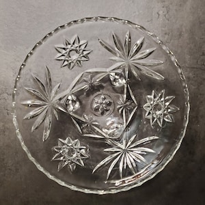 Vtg Round Anchor Hocking Glass 7&quot; EAPC Star of David Bon Bon