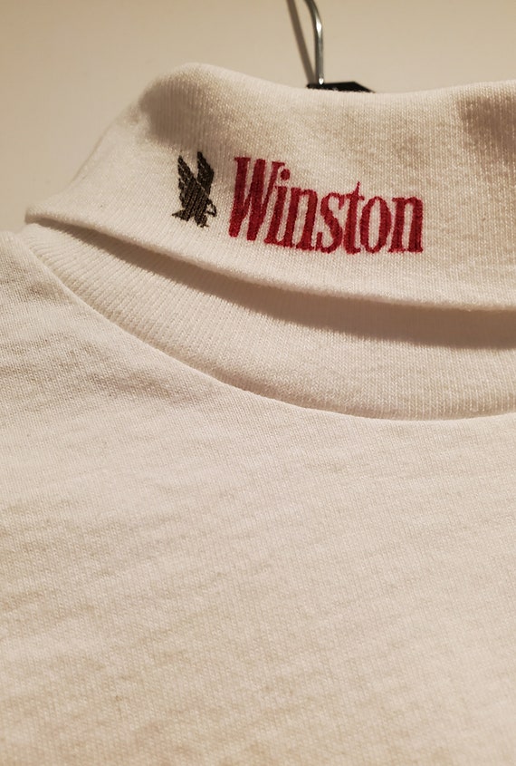 Large Vtg WINSTON White Turtleneck Shirt NOS