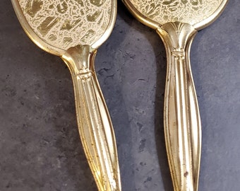 Ladies Vintage Vanity Dresser Set Mirror & Hairbrush MC