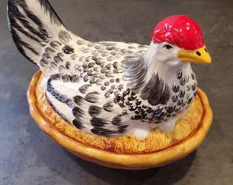 Vtg Ceramic Hen Egg Storage