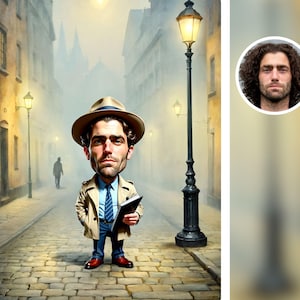 Detective Gift, Custom Detective Cartoon Portrait, Detective Caricature, Investigator Gift, Detective Portrait, Investigator portrait
